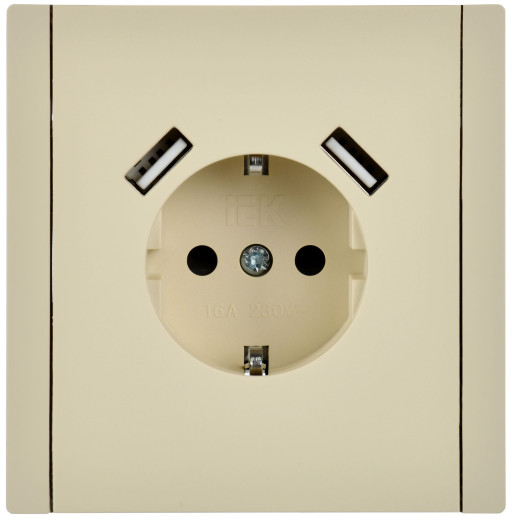 FORTE&PIANO Роз. з/к/ш в/к 16А USB A+A 3,1А FP445 ван. IEK