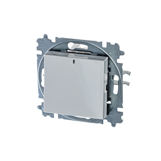 Выключатель одноклавишный с подсветкой ABB Levit серый / белый