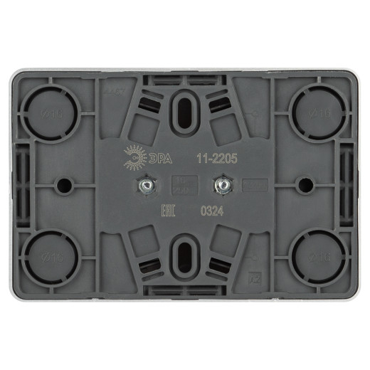 Розетка ЭРА Эксперт 11-2205-03 двойная с заземлением 2х2P+E Schuko IP20 16A-250В ОУ алюминий