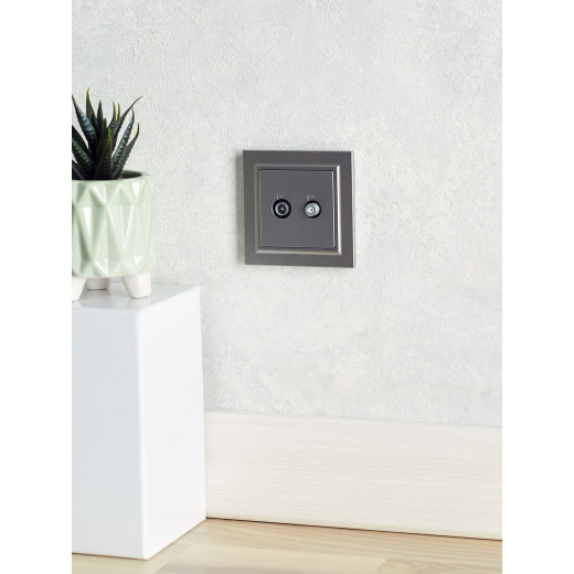 BRITE Роз. двойная TV+SAT РТВ/РСп12-БрС сталь IEK