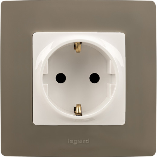 Розетка с заземлением - Legrand Etika - со шторками 16А 250В винтовые зажимы - белый