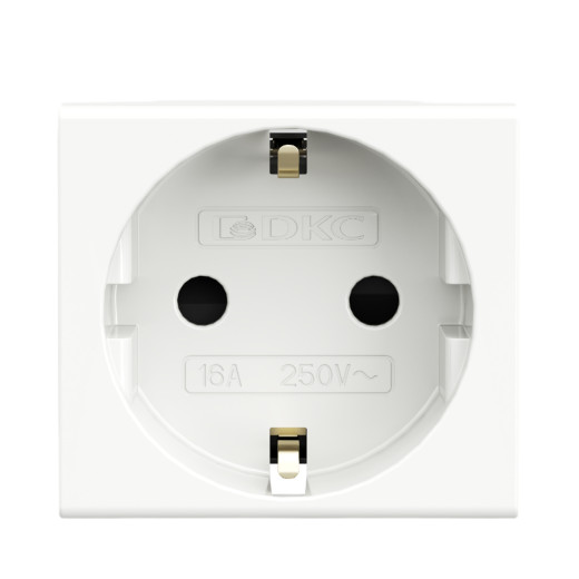 Розетка силовая 2Р+Е, со шторками, Viva, 2 мод., цвет белый