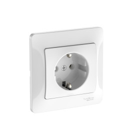 Systeme Electric Glossa Белый Розетка с заземлением, 16А, в сборе, быстрозажим. клем.