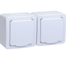 IEK GERMES PLUS Бел Розетка 2-мест. в сборе с корпусом с З/К откр. уст-ки16А 220-250В с крышкой винт. зажим
