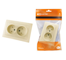 TDM Розетка двойная 2П с защ. шт. 10А 250В сл. кость 