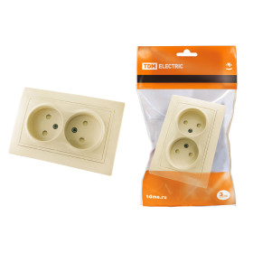 TDM Розетка двойная 2П с защ. шт. 10А 250В сл. кость 