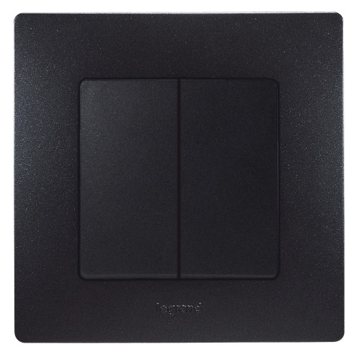 Переключатель двухклавишный - Legrand Etika - 10A 250В безвинтовые зажимы - антрацит