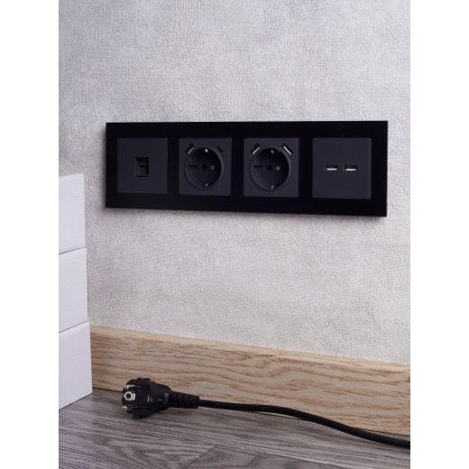 BRITE Рамка 4-мест. РУ-4-2-Бр стекло черн. матовый IEK