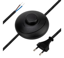 REXANT Сетевой шнур с напольным переключателем 2х0,75 мм², 2,5 м черный.