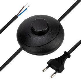 REXANT Сетевой шнур с напольным переключателем 2х0,75 мм², 2,5 м черный.