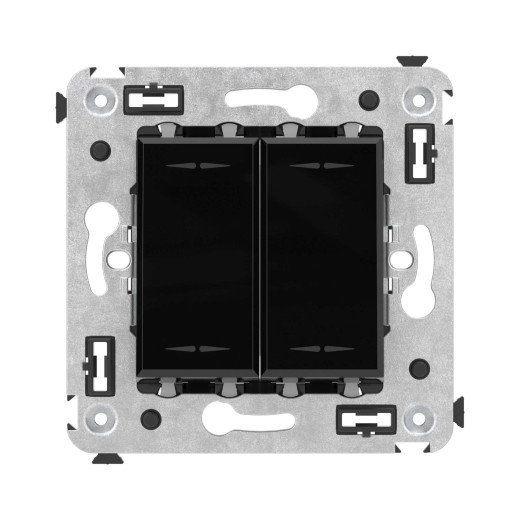 Инвертор двухклавишный в стену, Avanti, черный квадрат