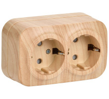 IEK GLORY РСш22-3-ХС Розет. 2-ая с з/к и з/ш о/у 16А GLORY сосна