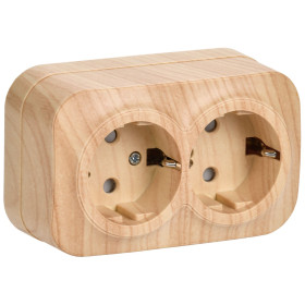 IEK GLORY РСш22-3-ХС Розет. 2-ая с з/к и з/ш о/у 16А GLORY сосна