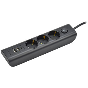 IEK MODERN Удлинитель У03В с/з 2м 3х1мм2 16А/250В USBх3 чер.