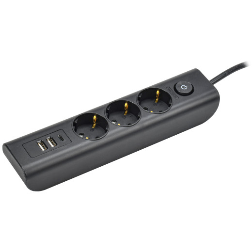 MODERN Удлинитель У03В с/з 2м 3х1мм2 16А/250В USBх3 чер. IEK