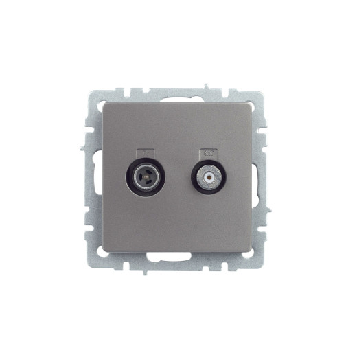 BRITE Роз. двойная TV+SAT РТВ/РСп12-БрС сталь IEK