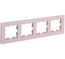IEK BRITE DECOR Розовый матовый стекло Рамка 4-мест. РУ-4-2-Бр