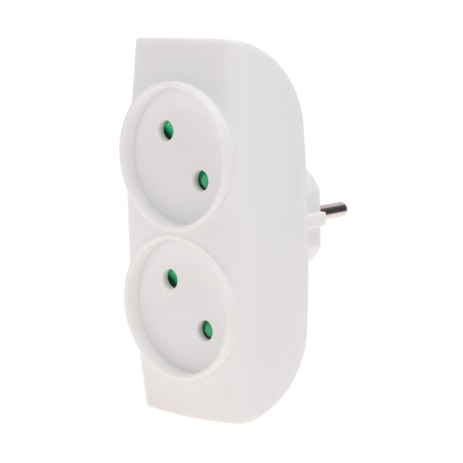 Двойник электрический 10А б/з вертикальный белый REXANT