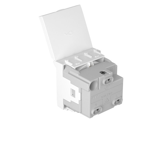 Розетка с крышкой модульная, 2P+E, с з/ш, Avanti, белое облако, 2 модуля