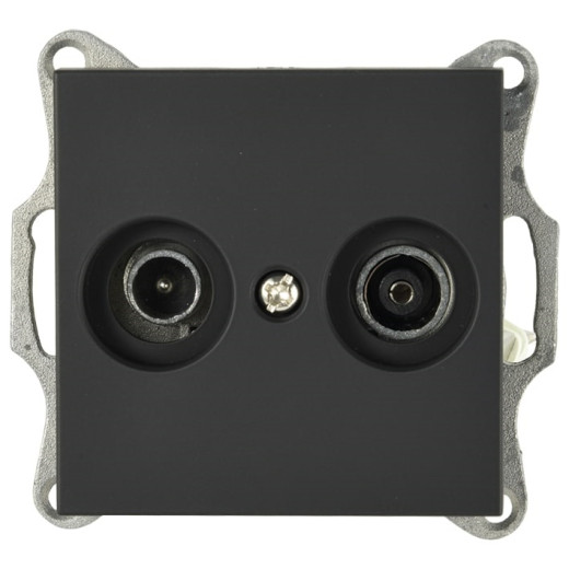 G Черный матовый Розетка TV+FM проходная