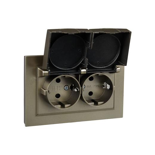 BRITE Роз. 2-я с кр. 16А в сб IP44 РСбш12-3-44-БрШ шамп. IEK