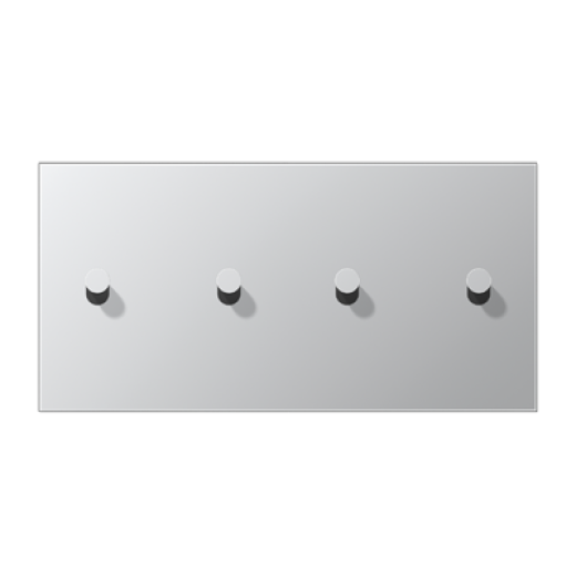 Центральная плата для выключателей, 2 поста (единая плата), для горизонтальной установки, тумблеры 2+2, конус, металл, алюминий, LS1912