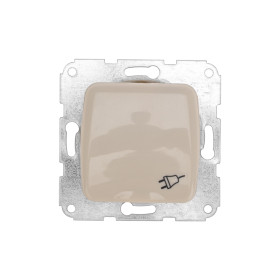 KRANZ DEA Розетка 1-ая керамика с/з с крышкой с/у 16А мех. Беж