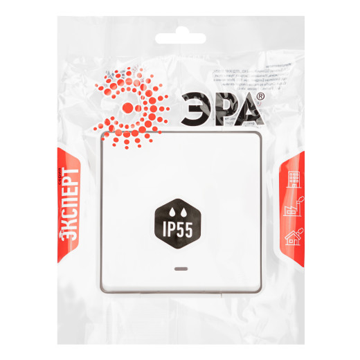 Переключатель ЭРА Эксперт 11-1507-01 с подсветкой IP55 10АХ-250В ОУ белый