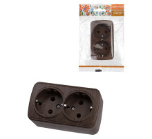 TDM Розетка двойная 2П+3 открытой установки IP20 16А, венге 