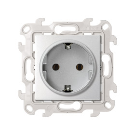 Simon 24 Алюминий Розетка с заземлением Schuko 2Р+Е 16A 250В~