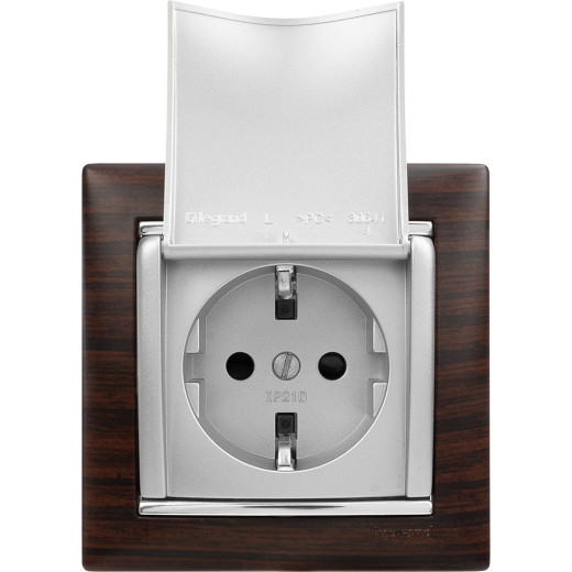 Рамка 1 пост - Legrand Valena - темное дерево/серебряный штрих