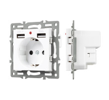 Arlight Механизм розетки с USB зарядкой SCT-MUAA-PL-WH (250V, 16A) (-)