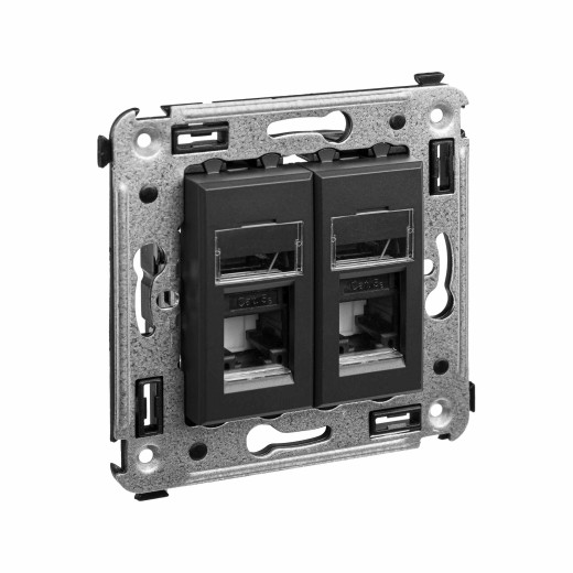 Компьютерная розетка RJ-45 в стену, кат.5e двойная, 