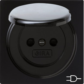 Gira S-Color Черный Розетка с/з, с крышкой