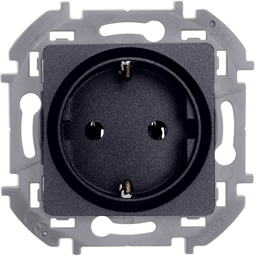 Розетка с заземлением - Legrand/Daccord Inspiria - без шторок 16А 250В винтовые зажимы - антрацит