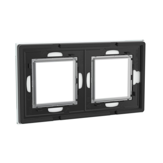 Рамка из натурального стекла 2 поста (4 мод.), Avanti, светло-серая