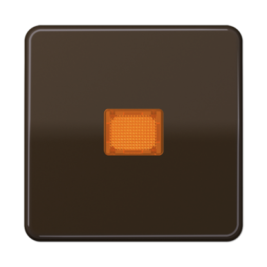 Клавиша с оранжевым окошком для выключателя с подсветкой, коричневая