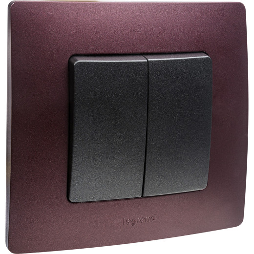 Выключатель двухклавишный - Legrand Etika - 10А 250В безвинтовые зажимы - антрацит