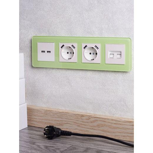 BRITE Роз. с з/к/ш 16А с USB A+A 3,1А РЮш10-2-БрЖ жемч. IEK