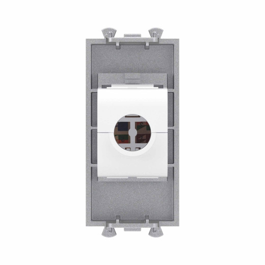 Компьютерная розетка RJ-45 без шторки модульная, кат.6А, Avanti, закаленная сталь, 1 модуль