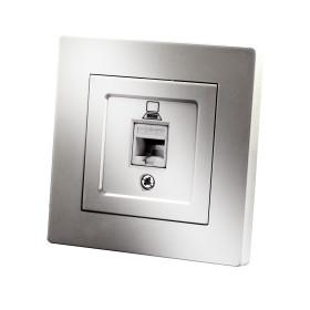 TDM Розетка компьютерная RJ45 серебр. металлик 