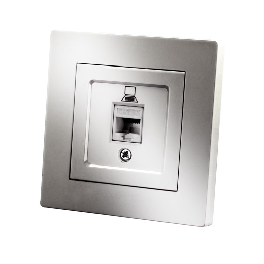 Розетка компьютерная RJ45 серебр. металлик 