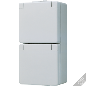 JUNG Штепсельная розетка SCHUKO для накладного монтажа двойная, с полем для надписи IP44