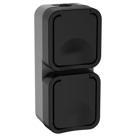 TORS Розетка 2-ая с з/к кр. верт. 16А IP55 TS132 графит IEK