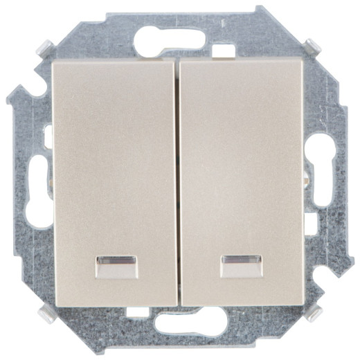 Simon 15 Шампань Выключатель 2-кл с подсветкой, 16А, 250В, винт.заж.