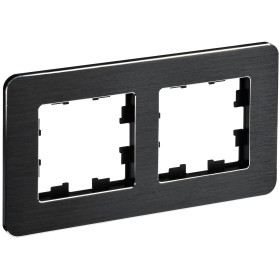 IEK BRITE DECOR Черный/алюм металл. скругл.угол Рамка 2-м РУ-2-1-Бр RE AL