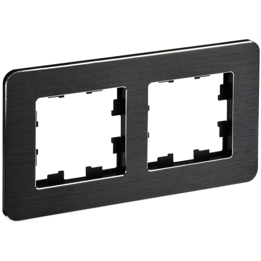 BRITE Рамка 2-мест. РУ-2-1-Бр металл черн. RE AL IEK
