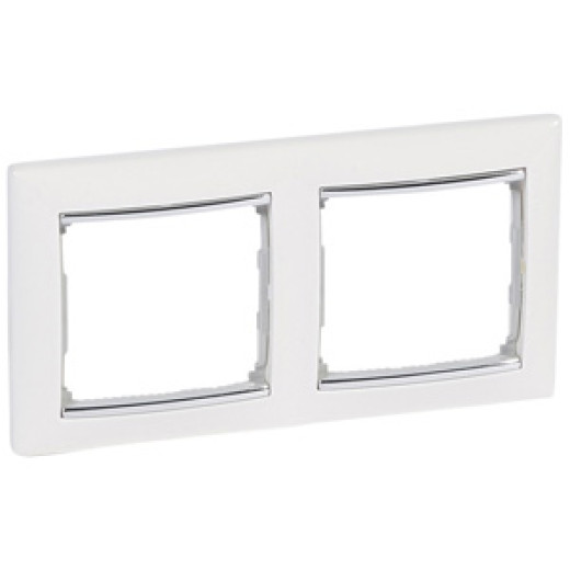 Рамка 2 поста - Legrand Valena - белый/серебряный штрих