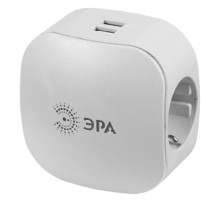 ЭРА Разветвитель электрический SP-3e-USB-2A на 3 розетки + 2 USB с заземлением со шторками 16А белый