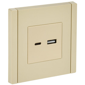IEK FORTE&PIANO Ваниль Розетка USB A+C 3,1А FP450